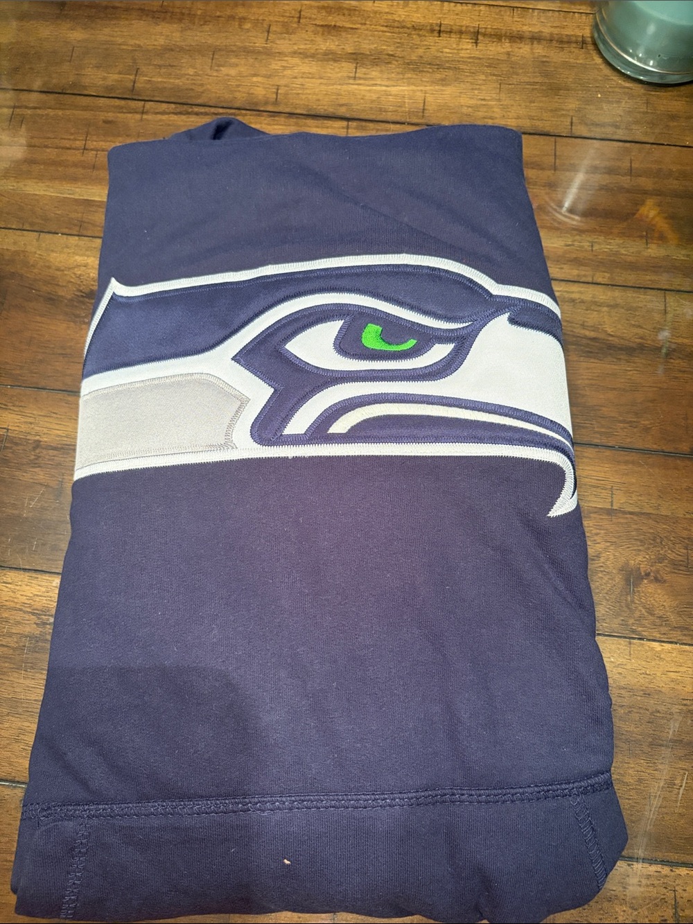 Men's Navy Pullover Hoodie with Large Seahawk Logo
